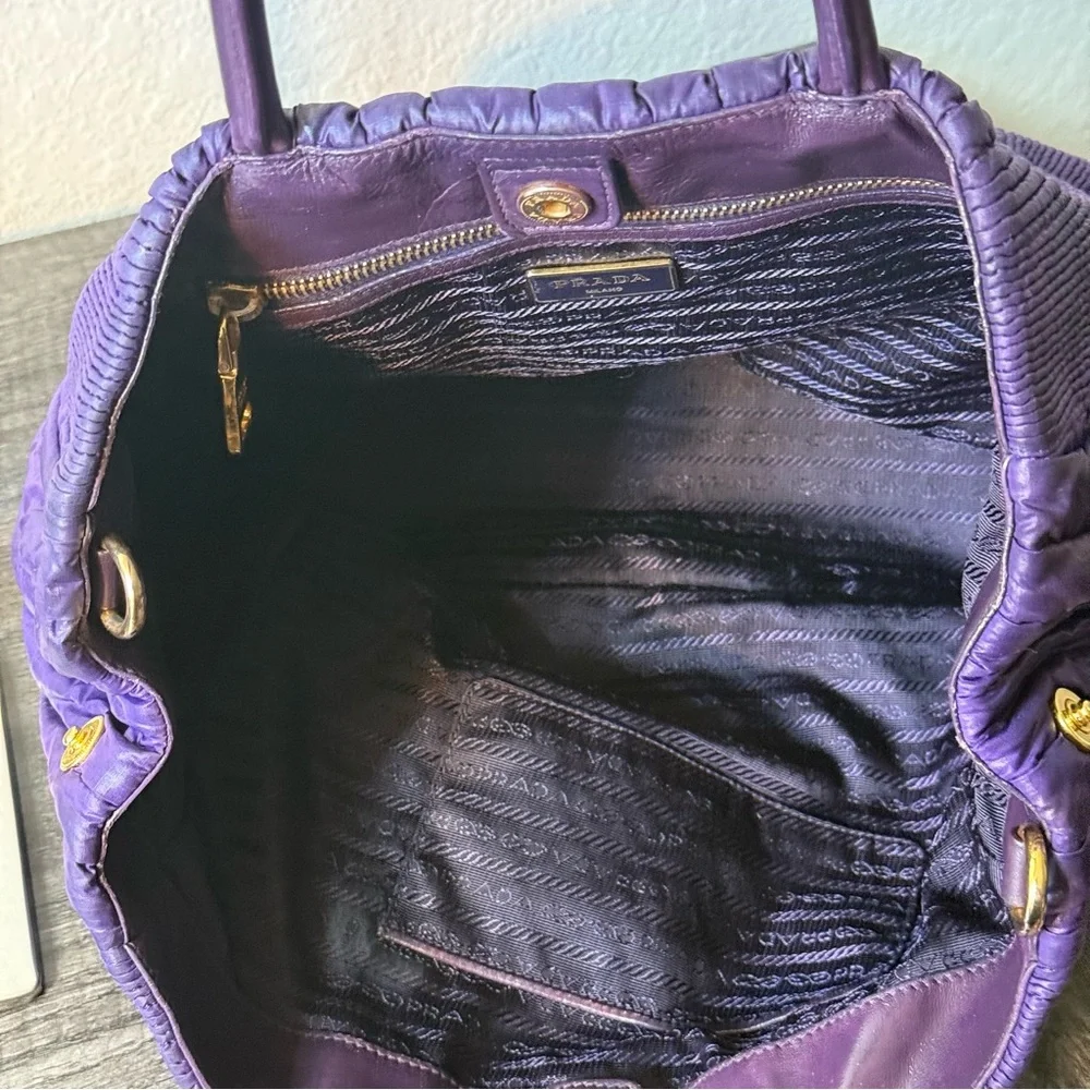 Prada Purple Nylon Leather Two-Way Bag - Picture 8 of 16